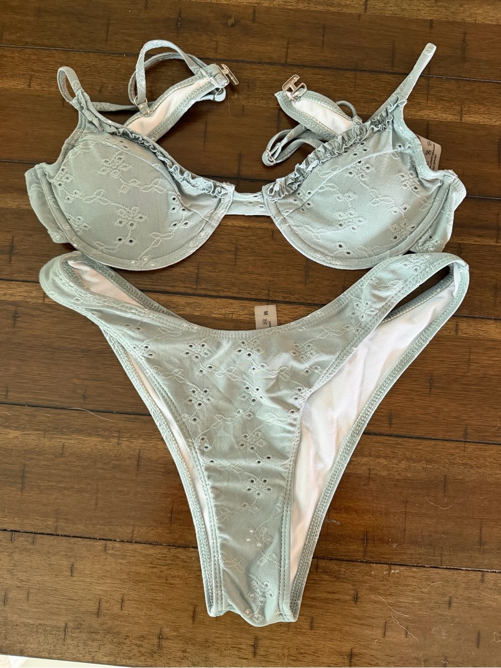 Women’s Light Sage Lace-Detail Bikini Set